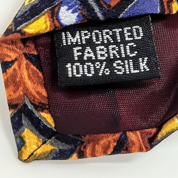 Geoffrey Beene Blue Orange Triangle Silk Tie - Picture 4 of 4